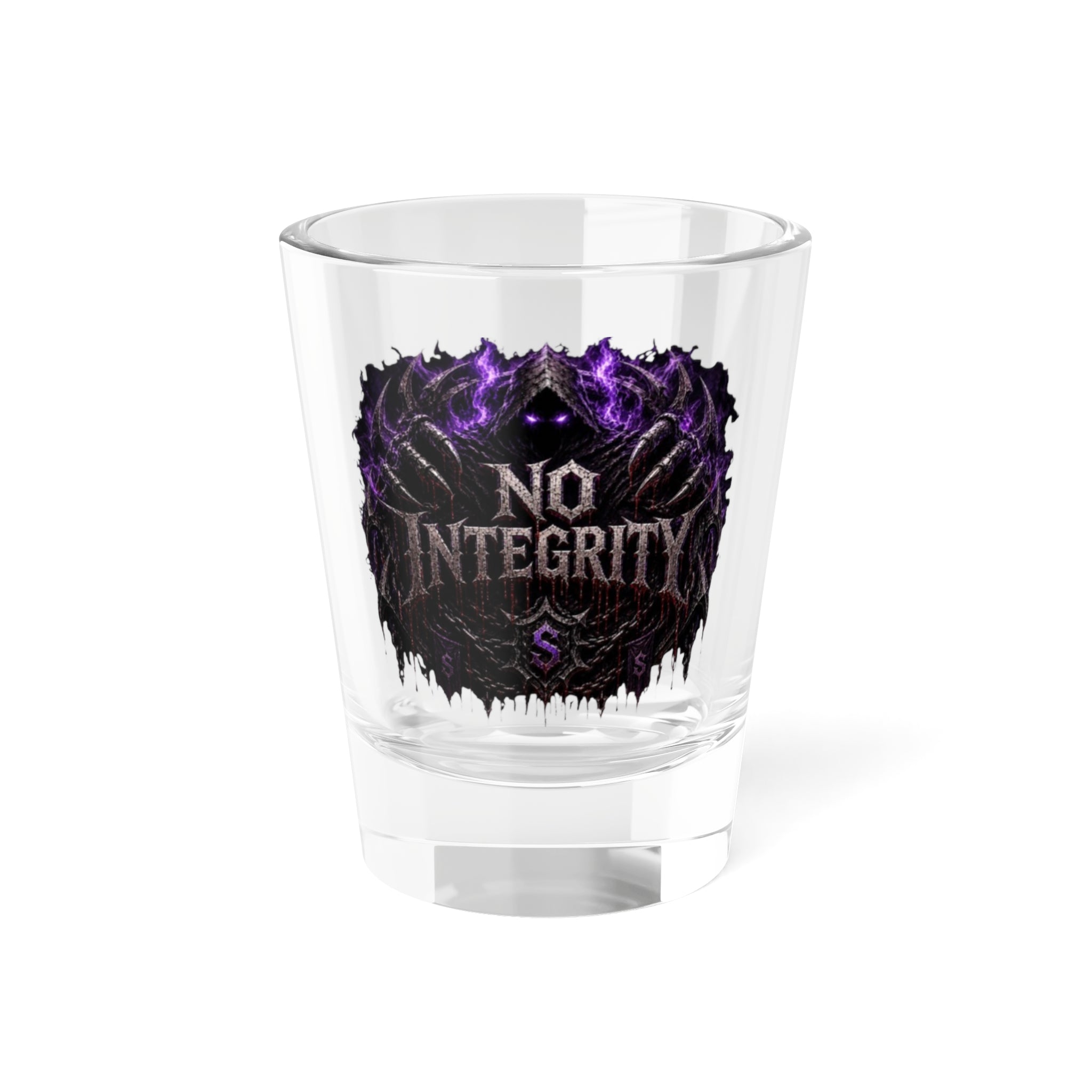 No Integrity Gothic Shot Glass — 1.5oz Dark Fantasy Shooter Glass