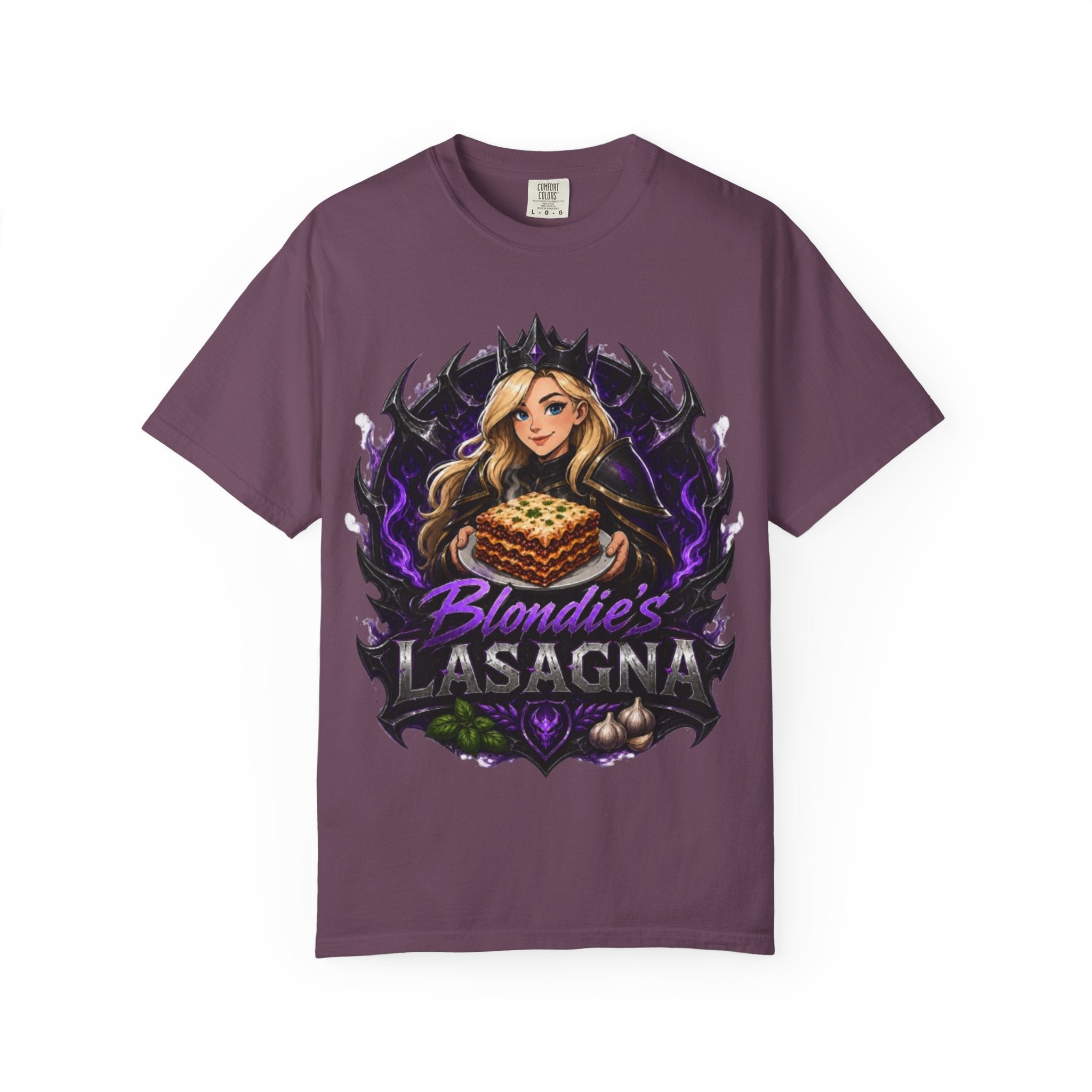 Lasagna T-Shirt — Blondie’s Lasagna Gamer Graphic Tee (Funny "The Fucking Lasagna" Back Print)