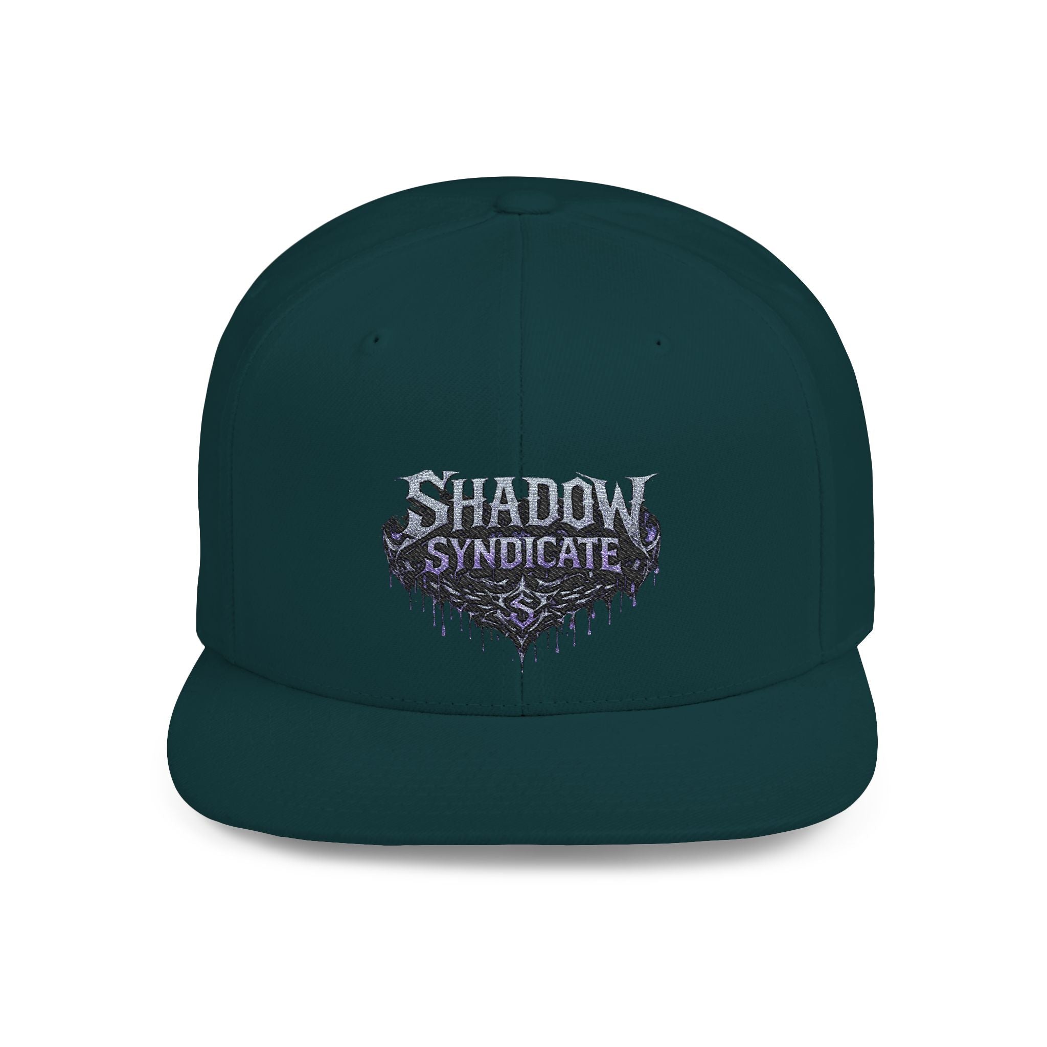 Shadow Syndicate Flat Bill Snapback Hat — Drip Logo Streetwear Cap