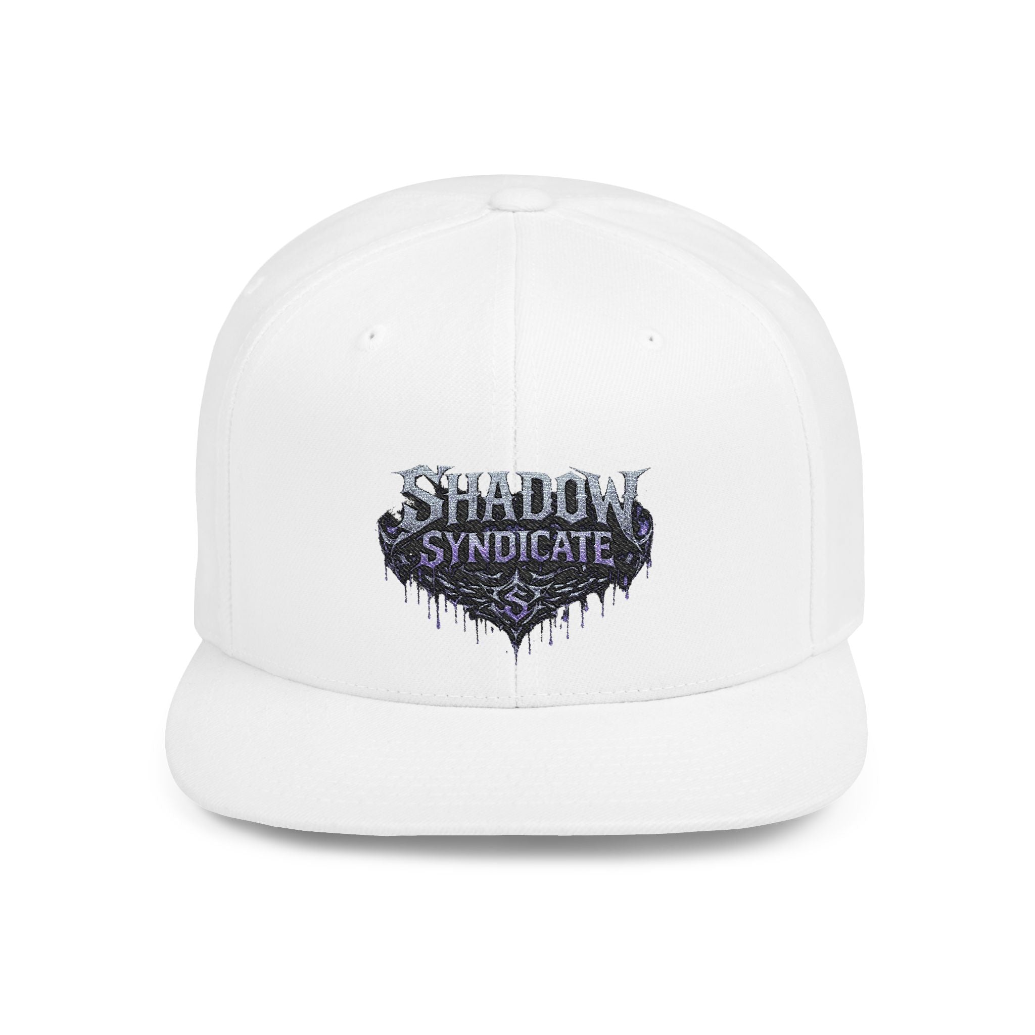 Shadow Syndicate Flat Bill Snapback Hat — Drip Logo Streetwear Cap