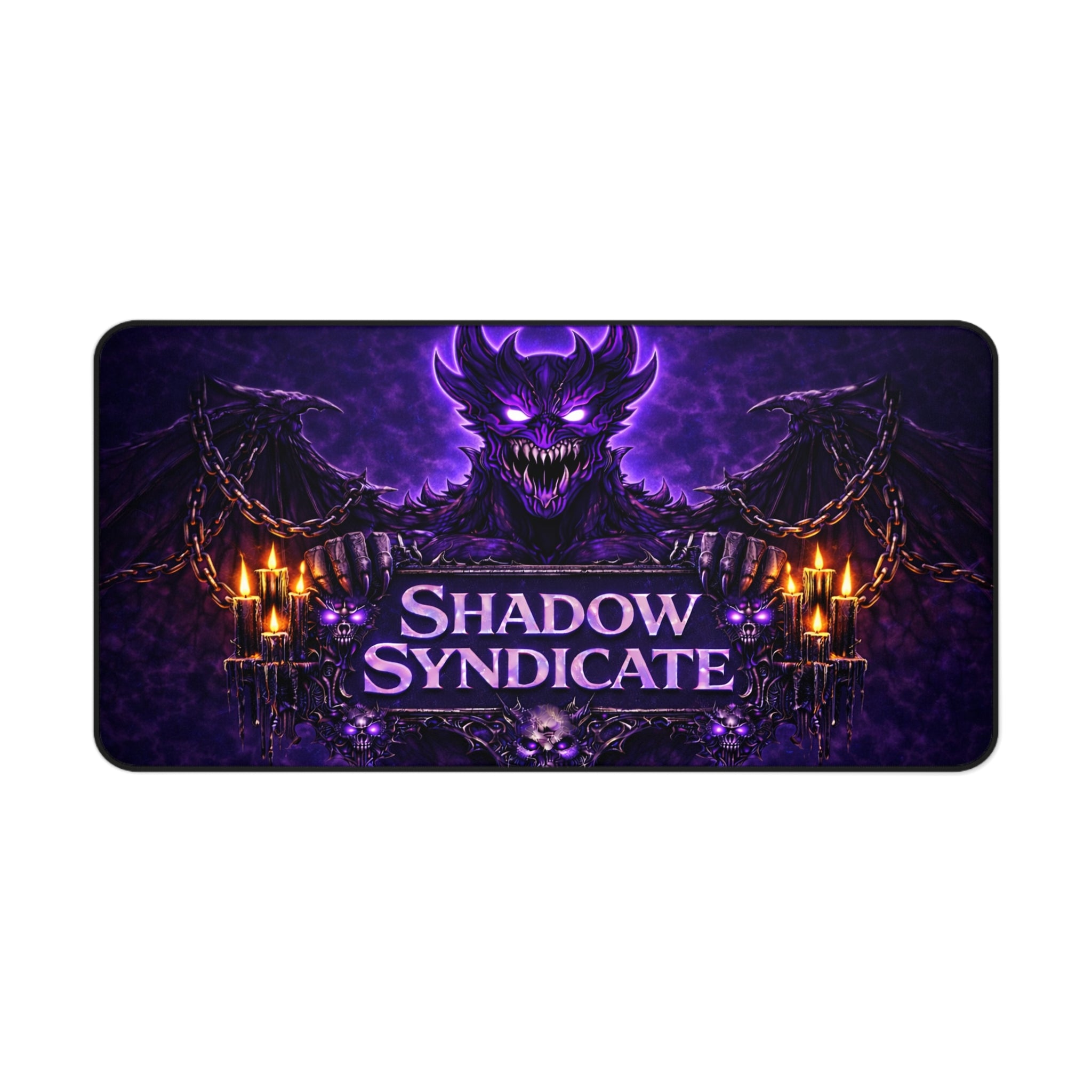 Shadow Syndicate Desk Mat — Gothic Gaming Mousepad with Demon Emblem