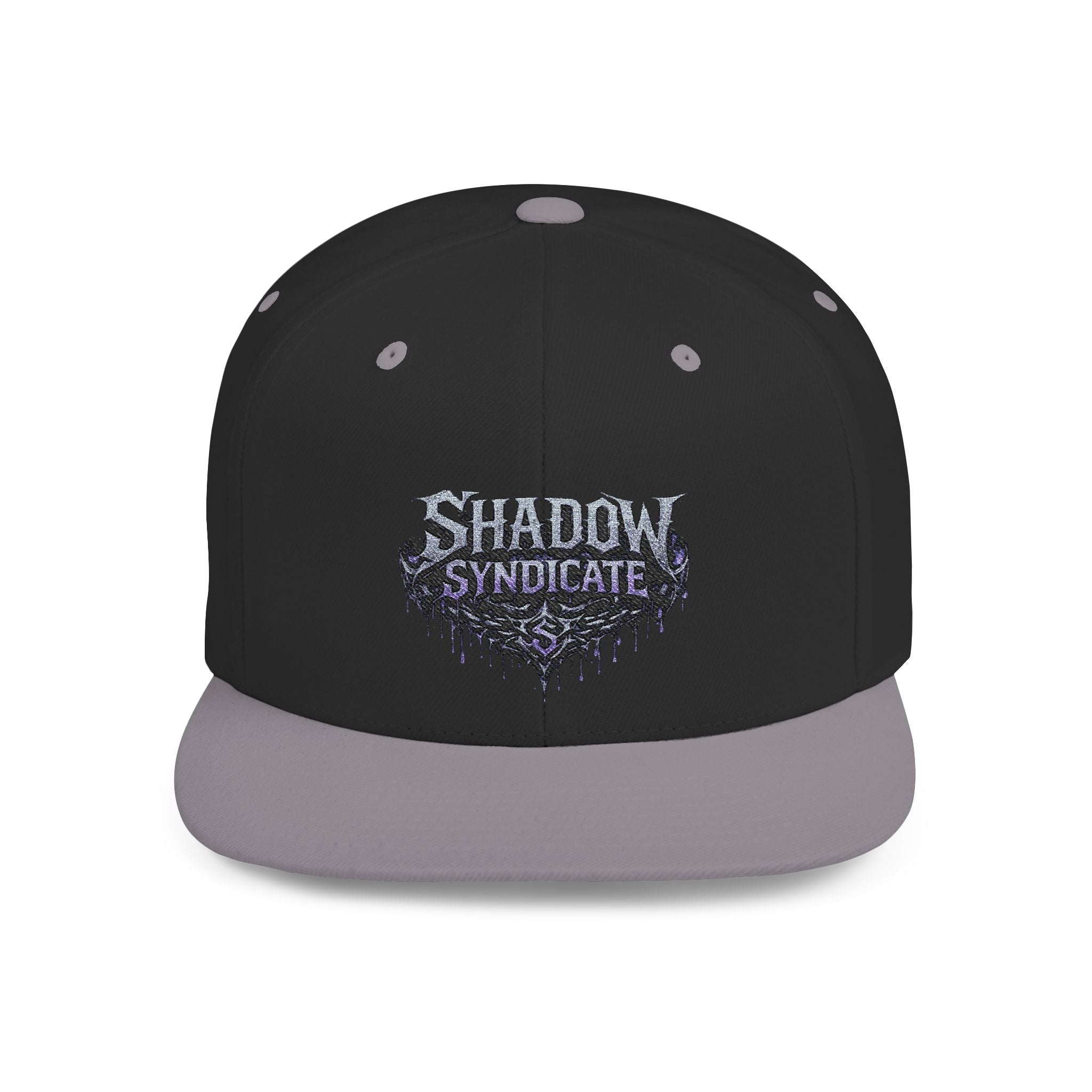 Shadow Syndicate Flat Bill Snapback Hat — Drip Logo Streetwear Cap