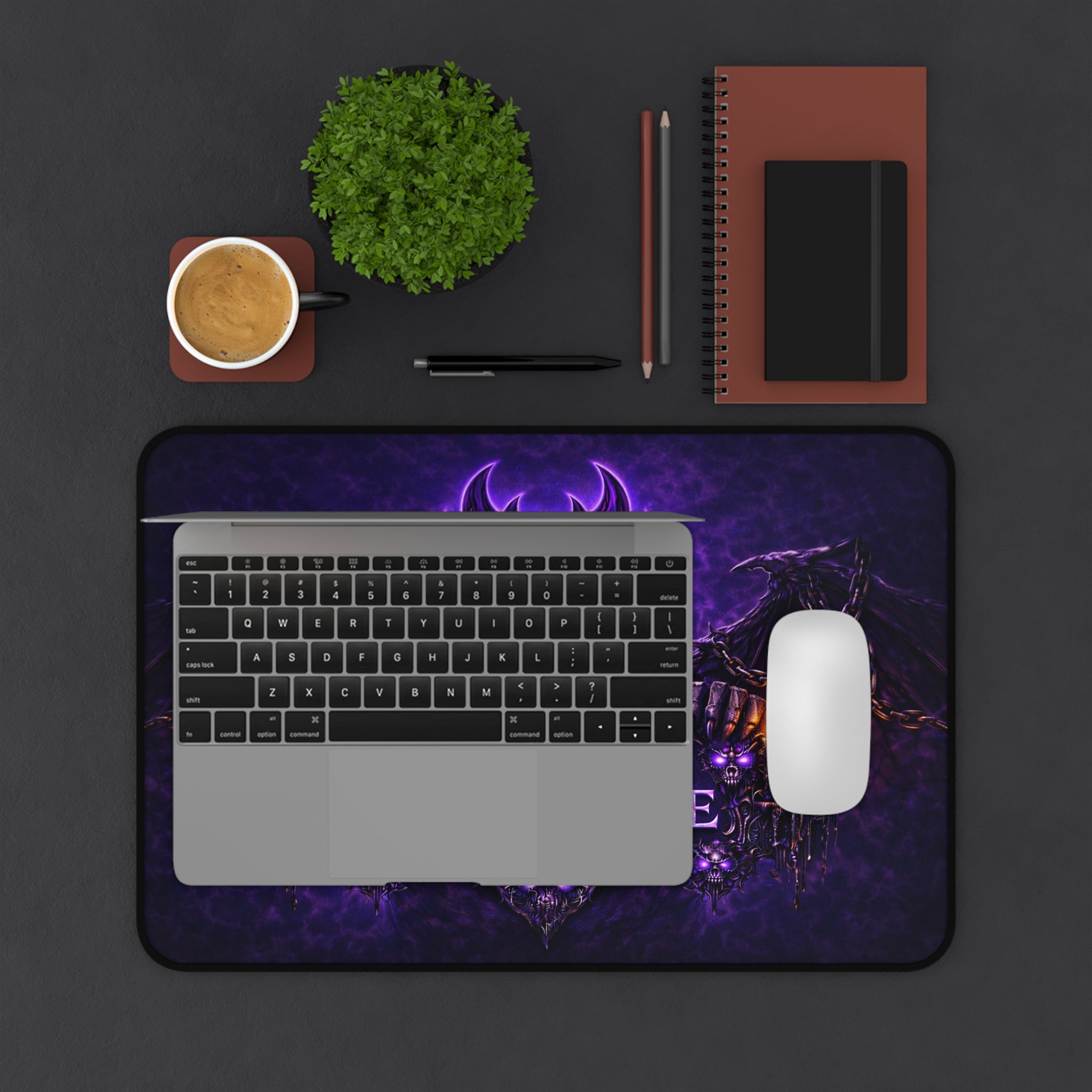 Shadow Syndicate Desk Mat — Gothic Gaming Mousepad with Demon Emblem