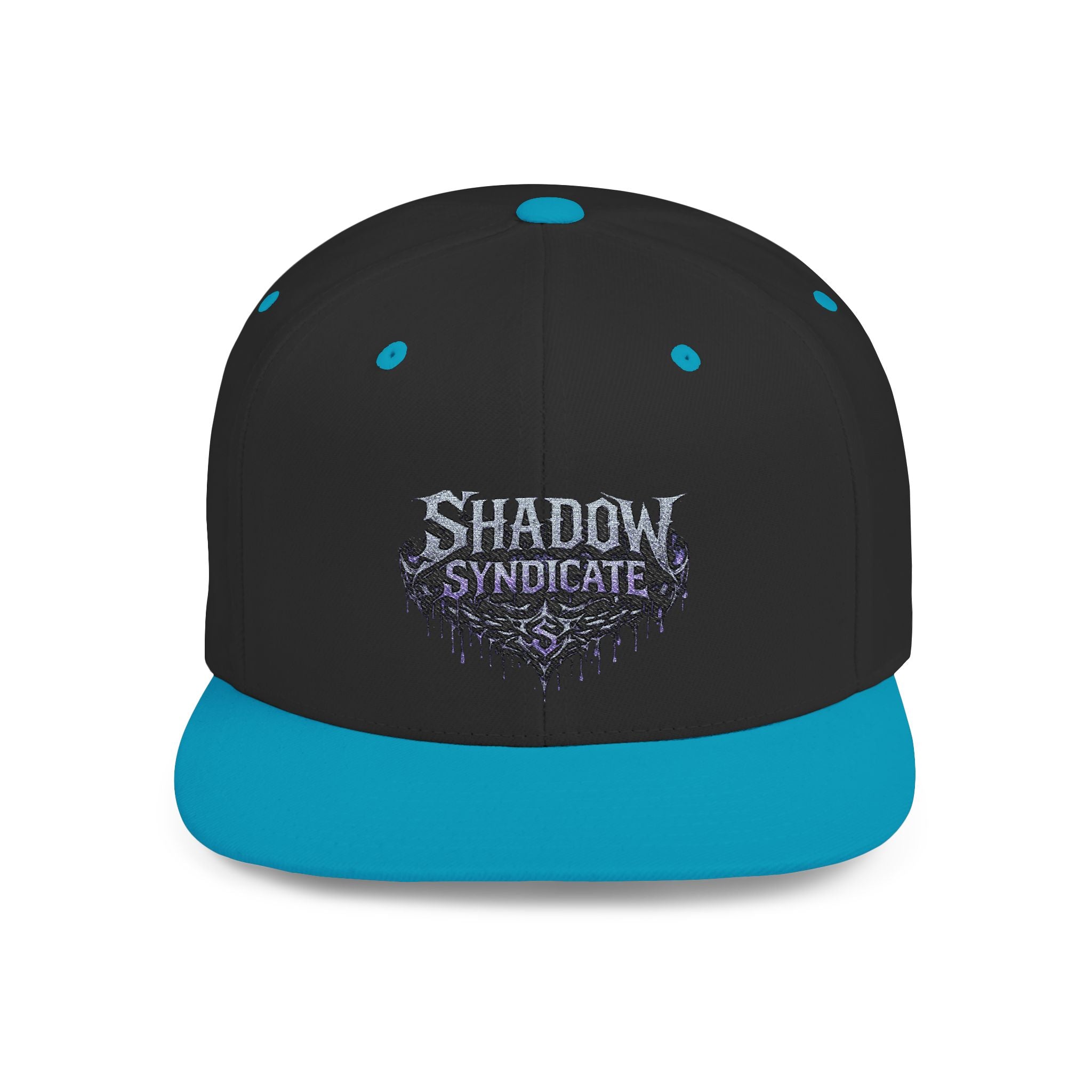 Shadow Syndicate Flat Bill Snapback Hat — Drip Logo Streetwear Cap