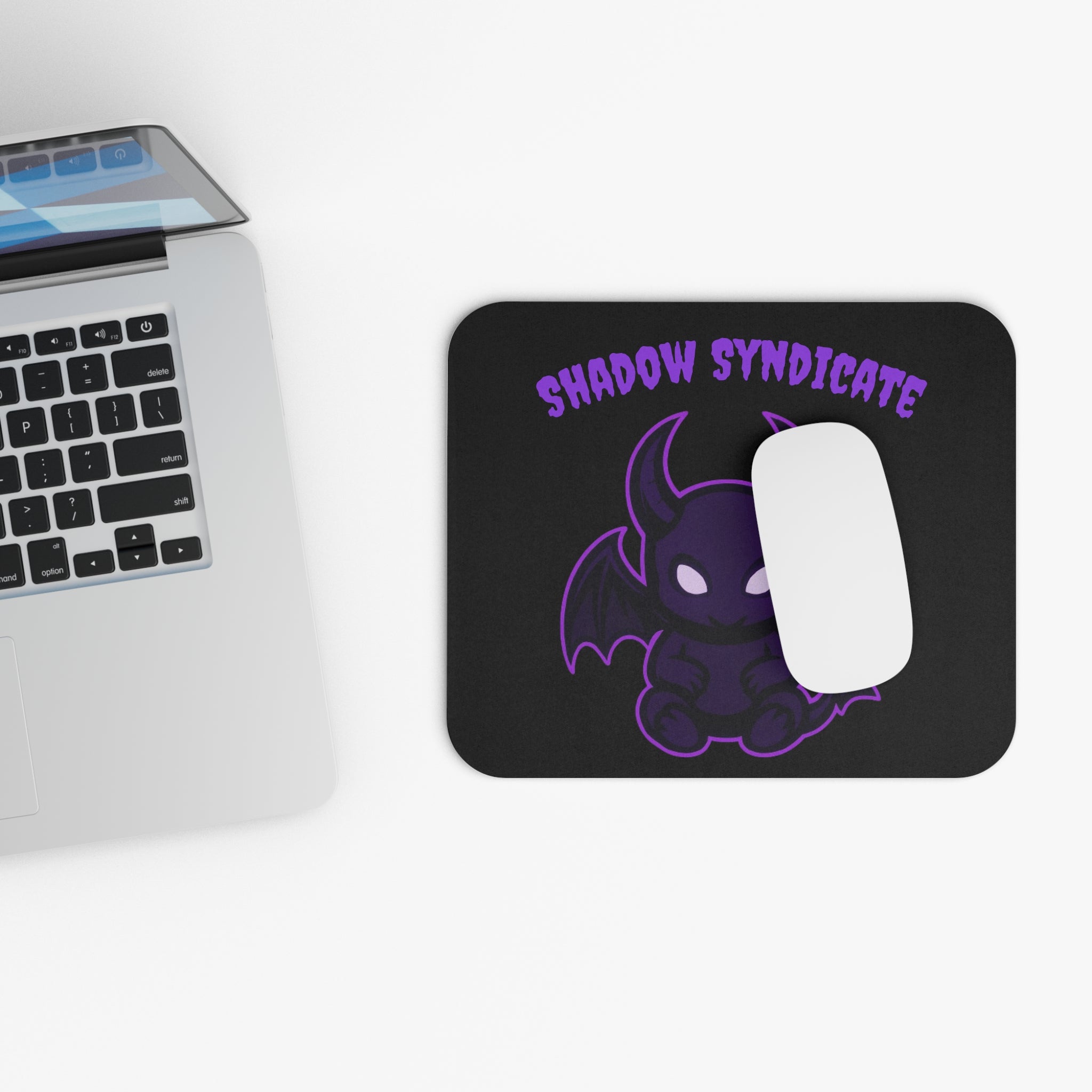 Shadow Syndicate Mouse Pad — Cute Purple Demon Gaming Desk Mat