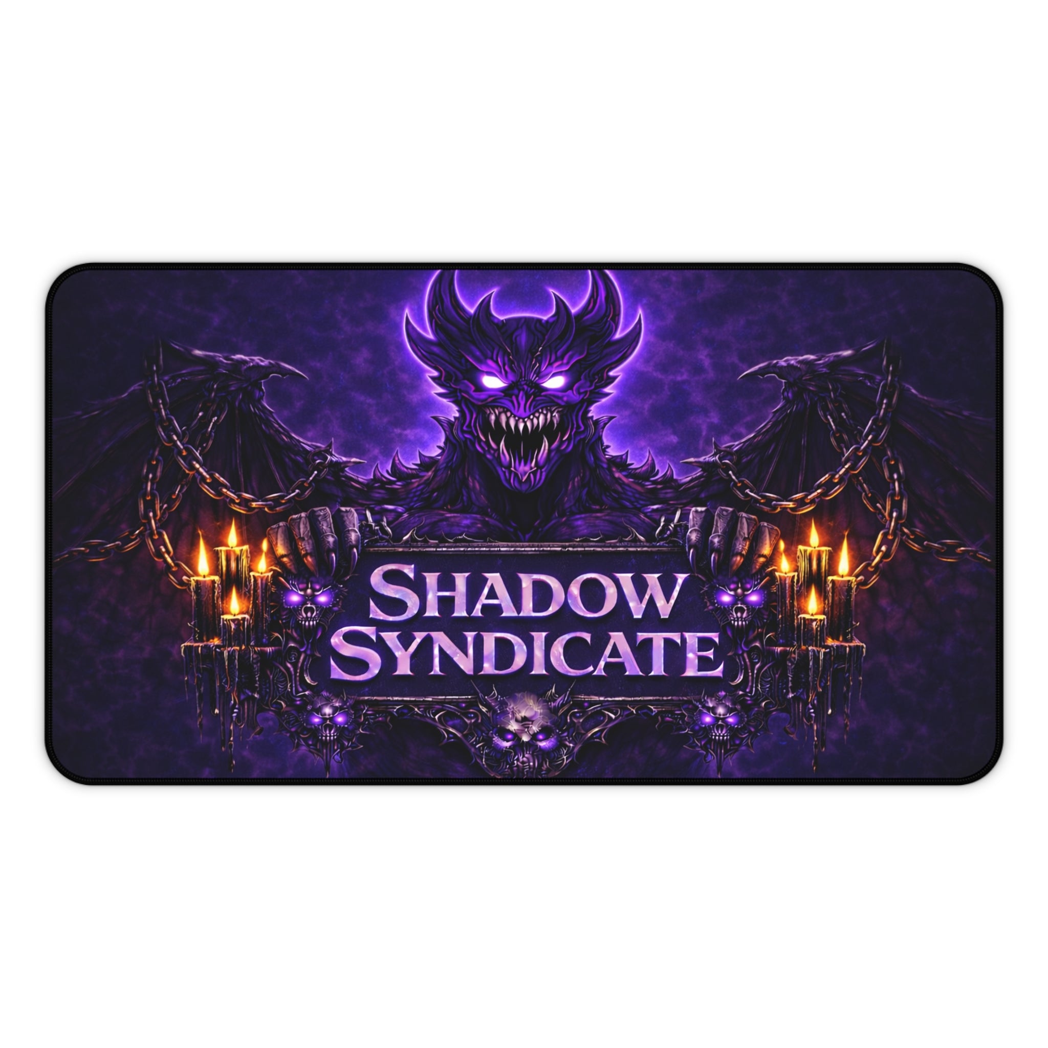 Shadow Syndicate Desk Mat — Gothic Gaming Mousepad with Demon Emblem