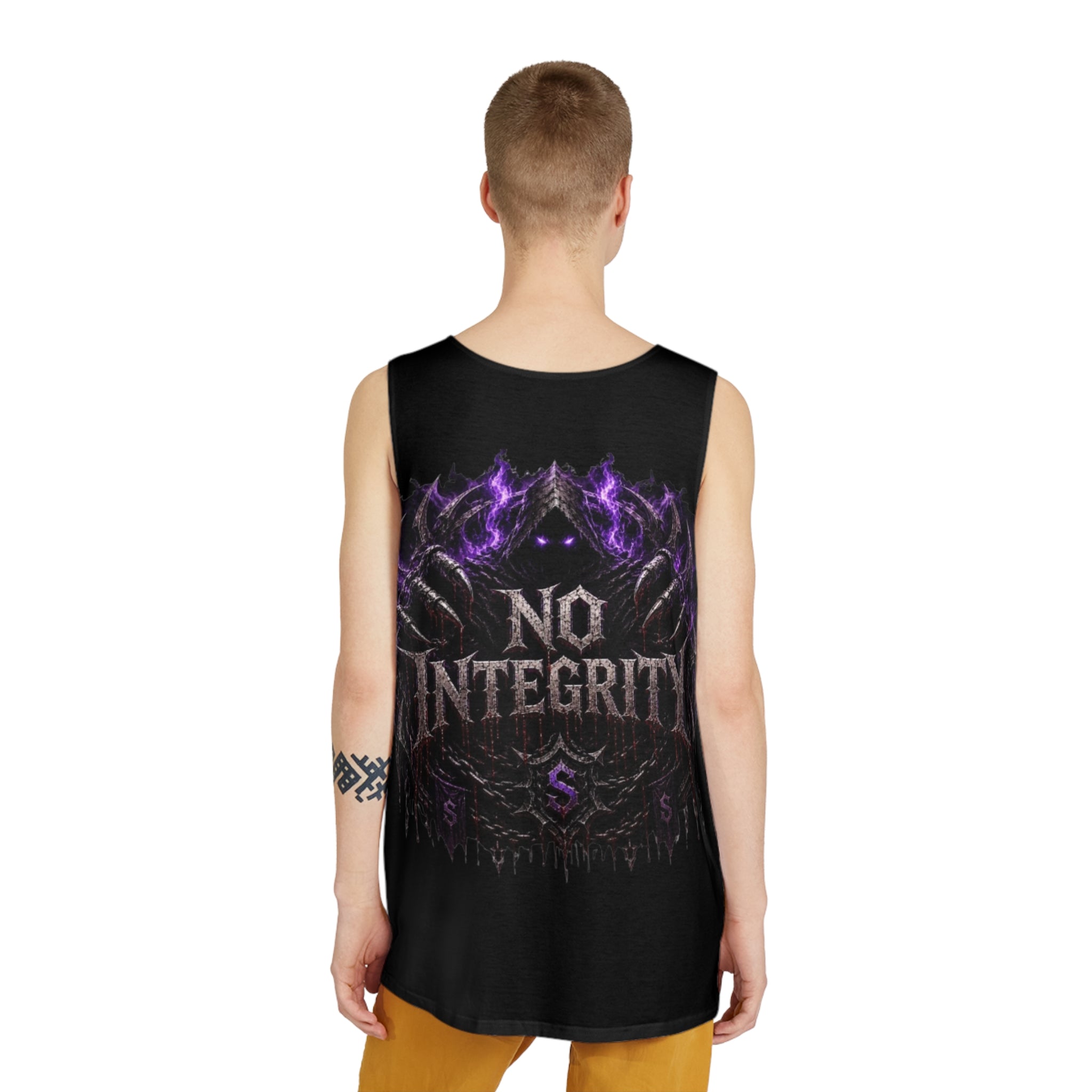 No Integrity Gothic Tank Top — Dark Purple Occult Graphic Men’s Tank