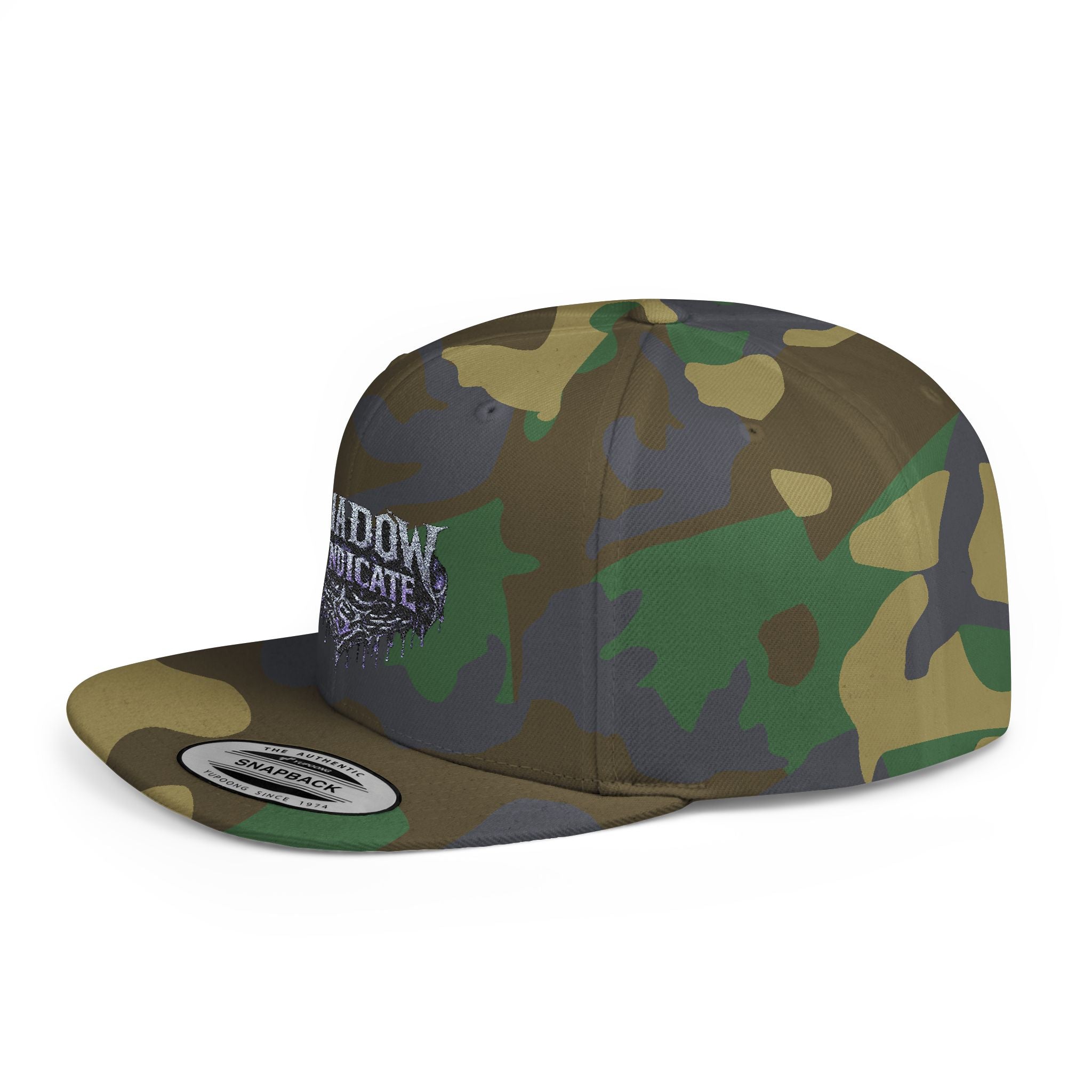 Shadow Syndicate Flat Bill Snapback Hat — Drip Logo Streetwear Cap