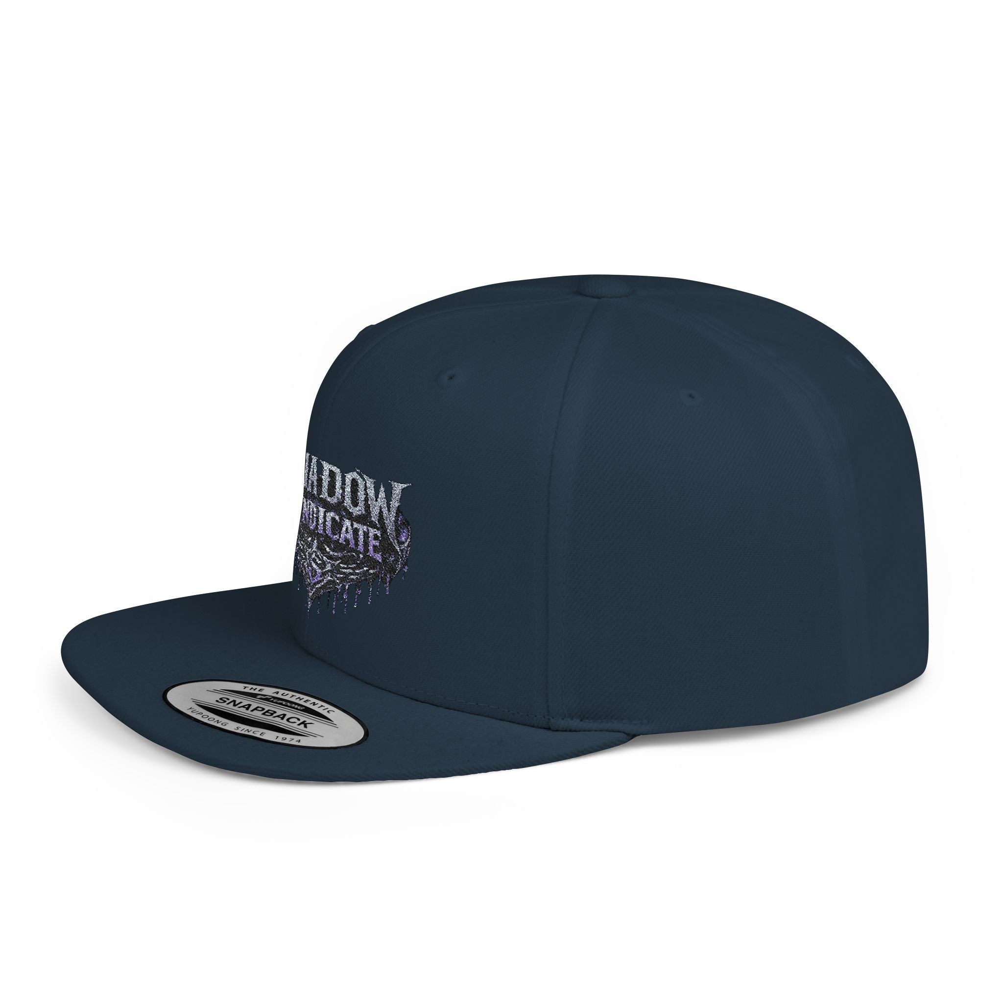 Shadow Syndicate Flat Bill Snapback Hat — Drip Logo Streetwear Cap