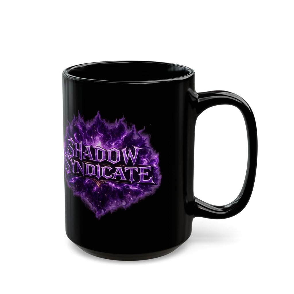Shadow Syndicate Black Mug — Purple Flame Gaming Coffee Cup (11oz & 15oz)
