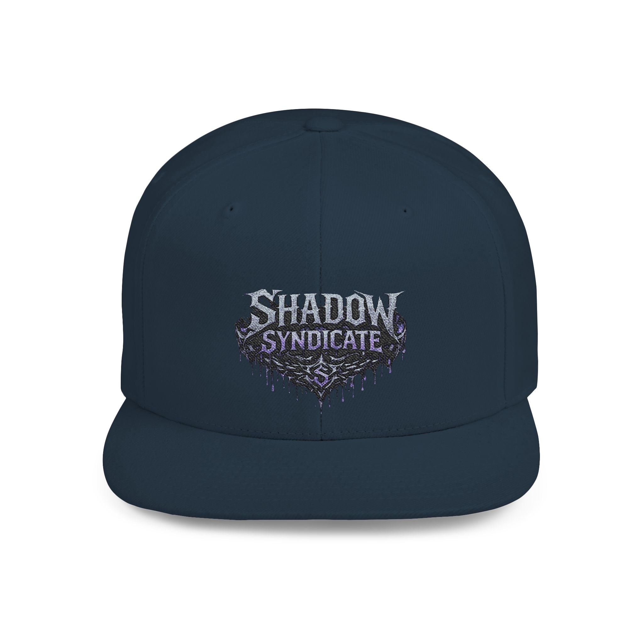 Shadow Syndicate Flat Bill Snapback Hat — Drip Logo Streetwear Cap