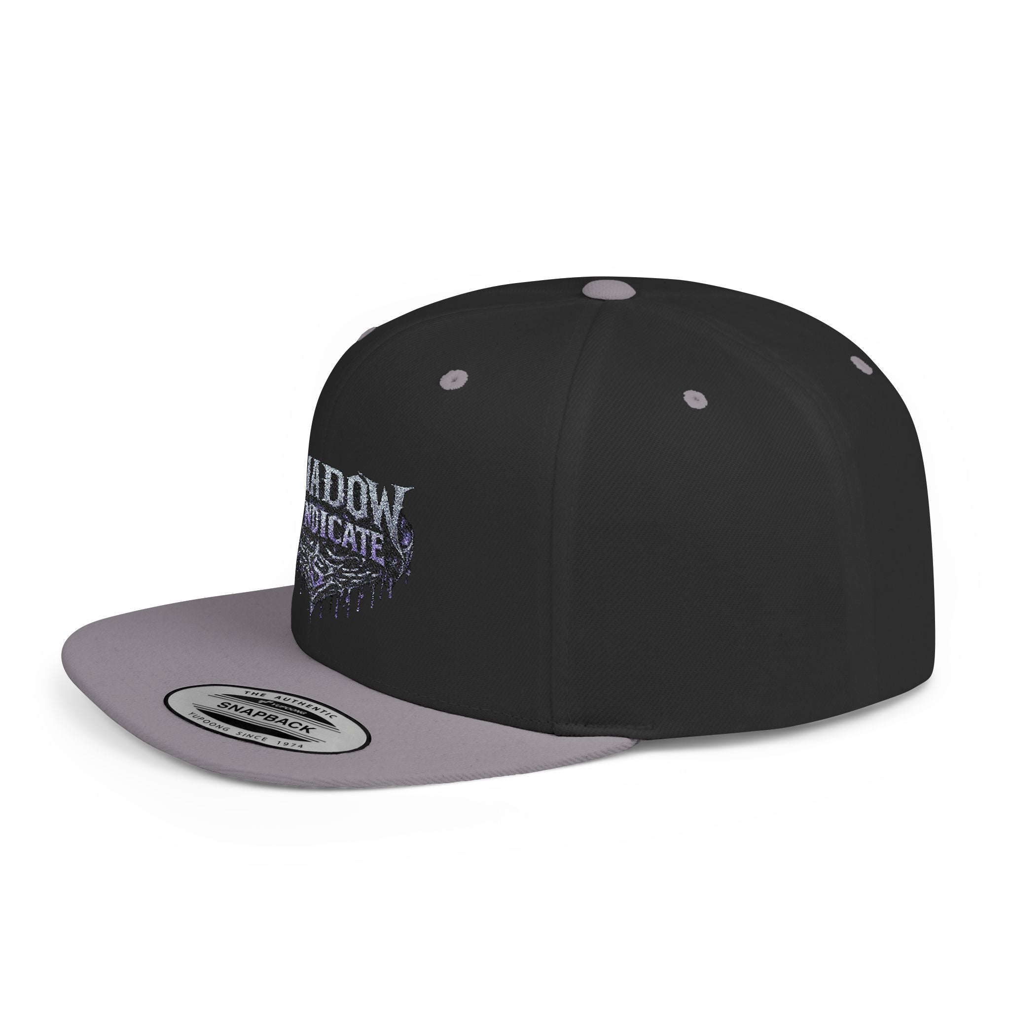 Shadow Syndicate Flat Bill Snapback Hat — Drip Logo Streetwear Cap