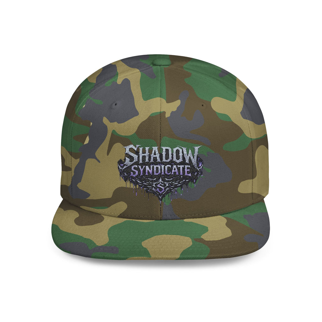 Shadow Syndicate Flat Bill Snapback Hat — Drip Logo Streetwear Cap