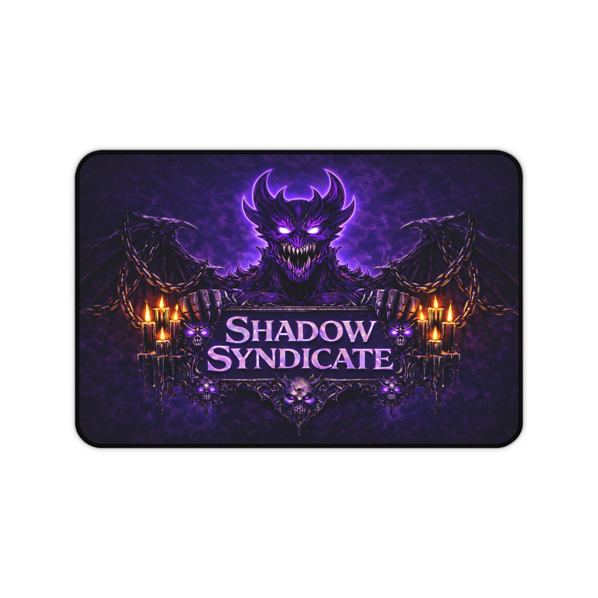 Shadow Syndicate Desk Mat — Gothic Gaming Mousepad with Demon Emblem